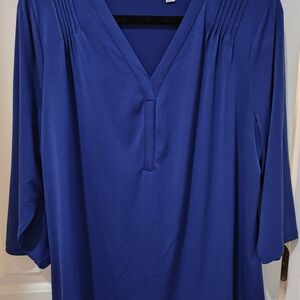 Croft & Barrow Deep Blue V-Neck Blouse